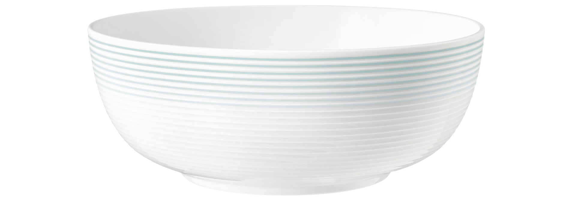 Weiße Schüssel mit blauen Linien