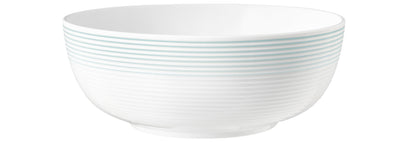 Weiße Schüssel mit blauen Linien