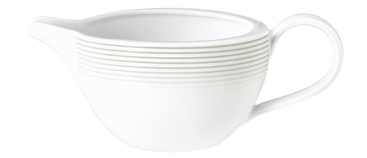 weiße Sauciere mit Streifenmuster