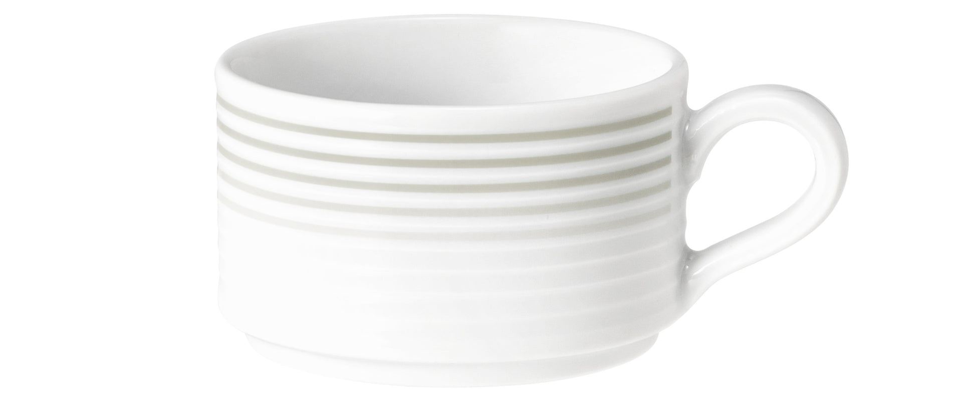 Weiße Kaffeetasse mit Rillenmuster