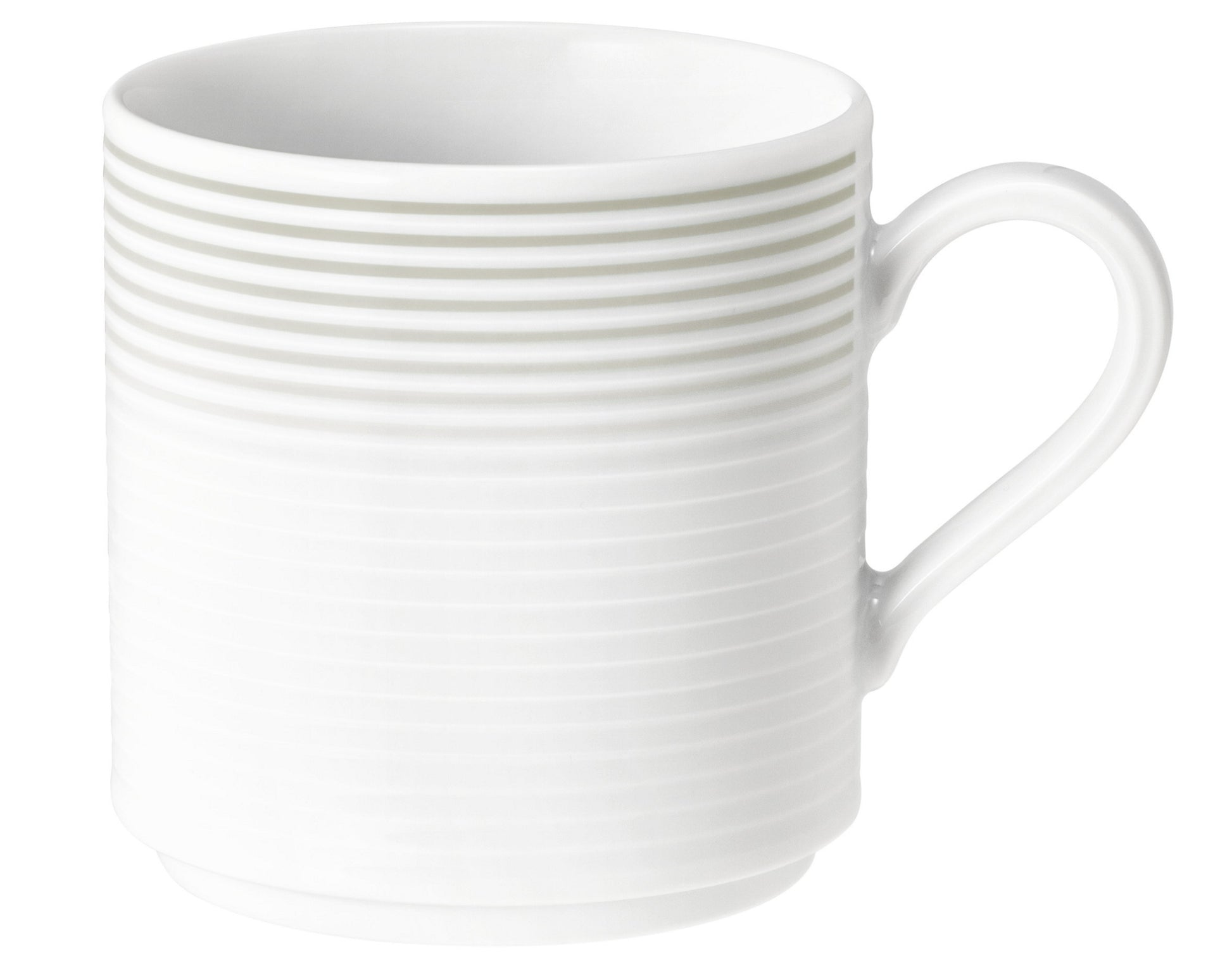 Weiße Kaffeetasse mit Rillenmuster