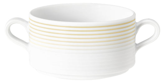 Weiße B2B-Gastronomie-Tasse mit goldenen Streifen