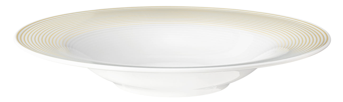 Weiße Platte mit goldenen Ringen