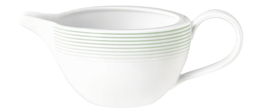 Weiße Kaffeekanne mit grünen Linien