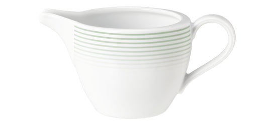 Weiße Kaffeekanne mit grünen Linien