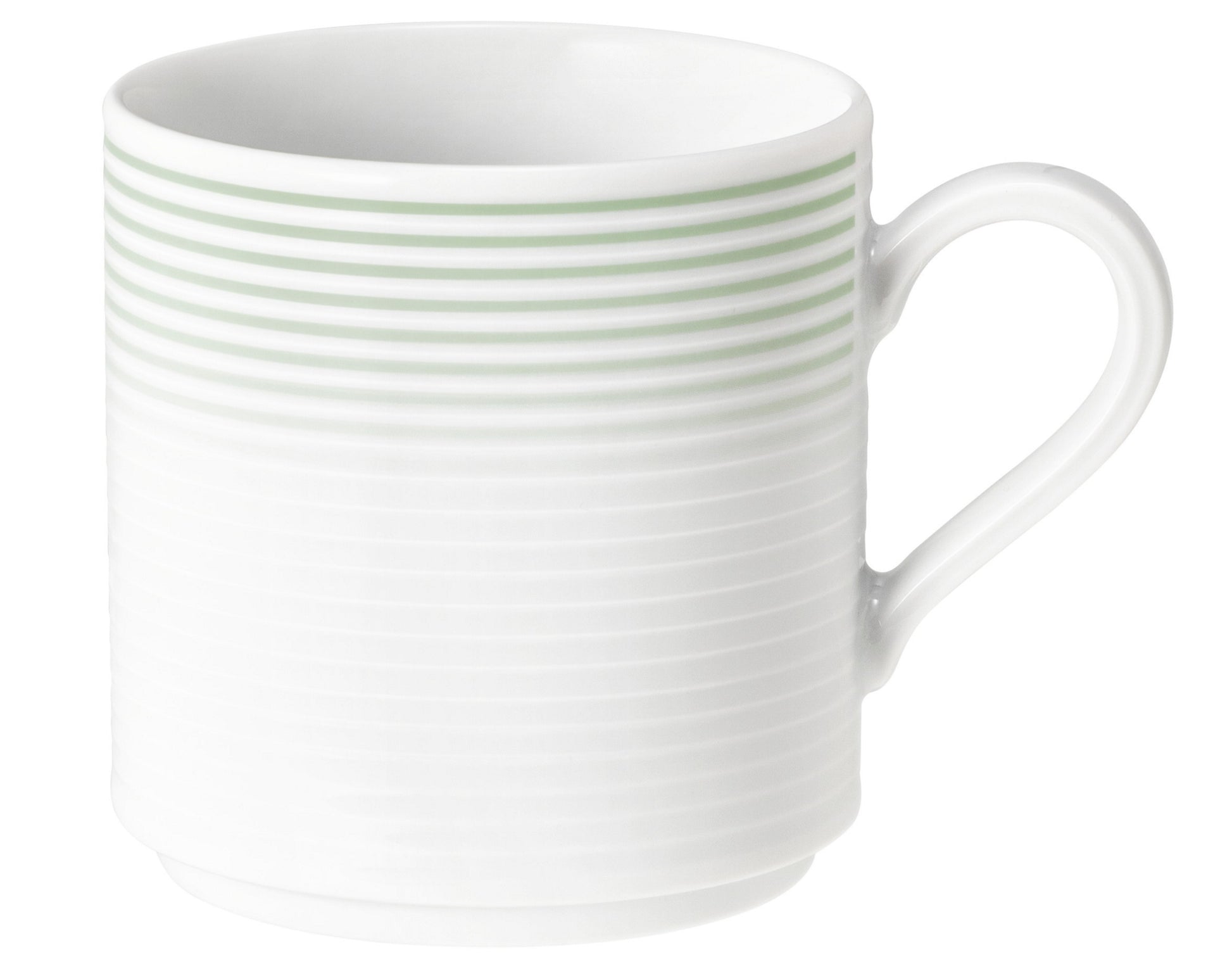 Weiße Tasse mit grünen Streifen