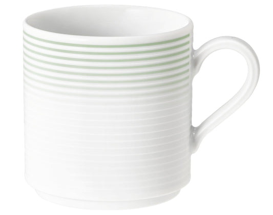 Weiße Tasse mit grünen Streifen