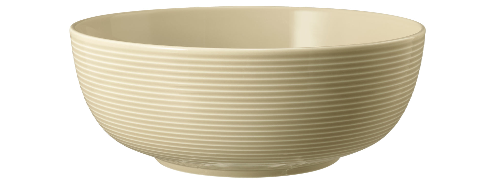 Beige Keramikschüssel mit horizontalen Rillen