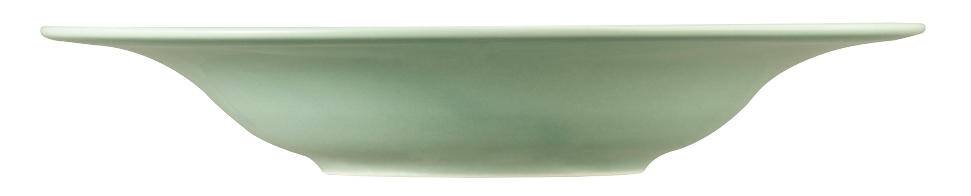 Grüne flache Schale mit Rillen