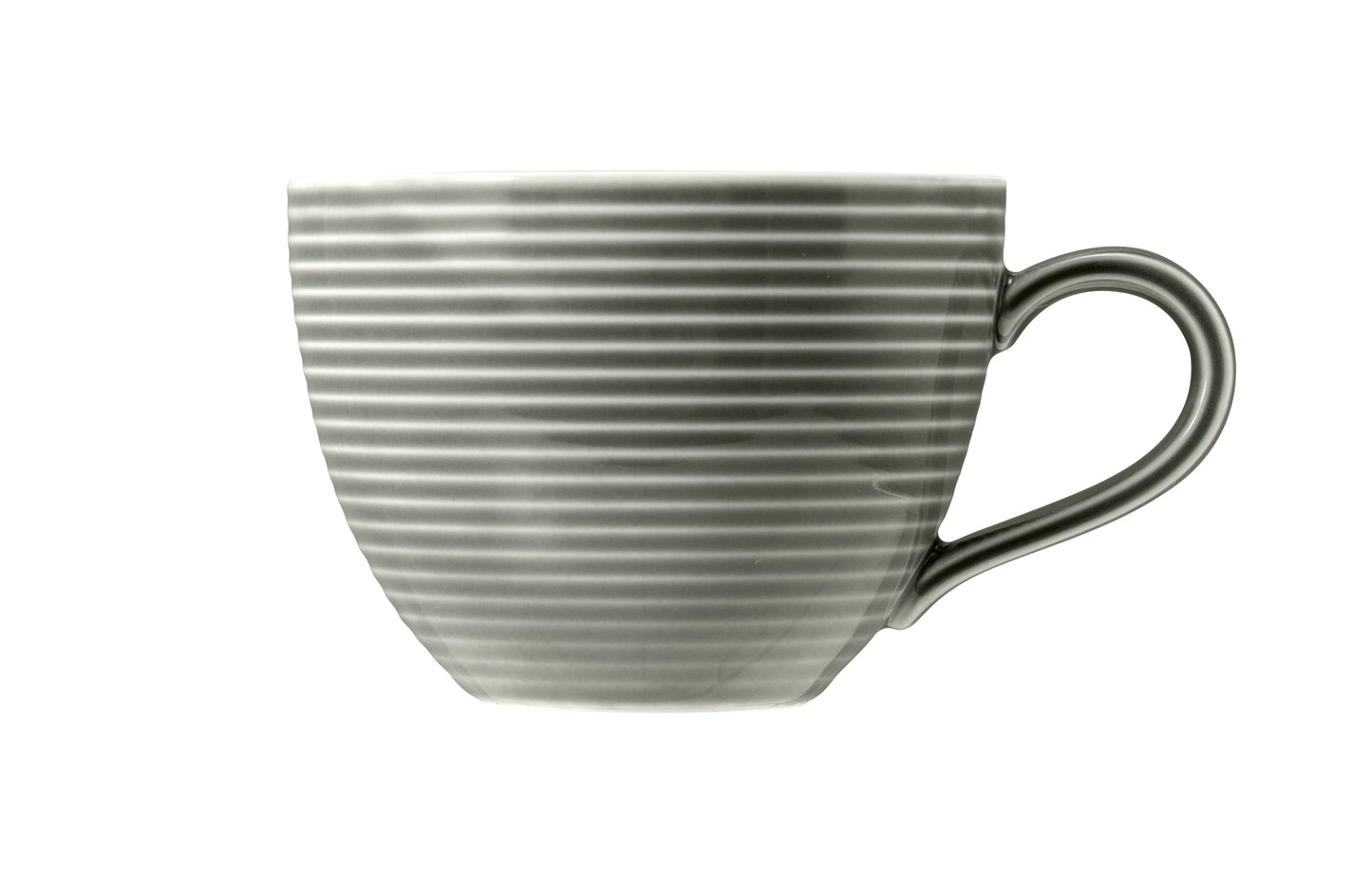 Graue Tasse mit Rillenstruktur