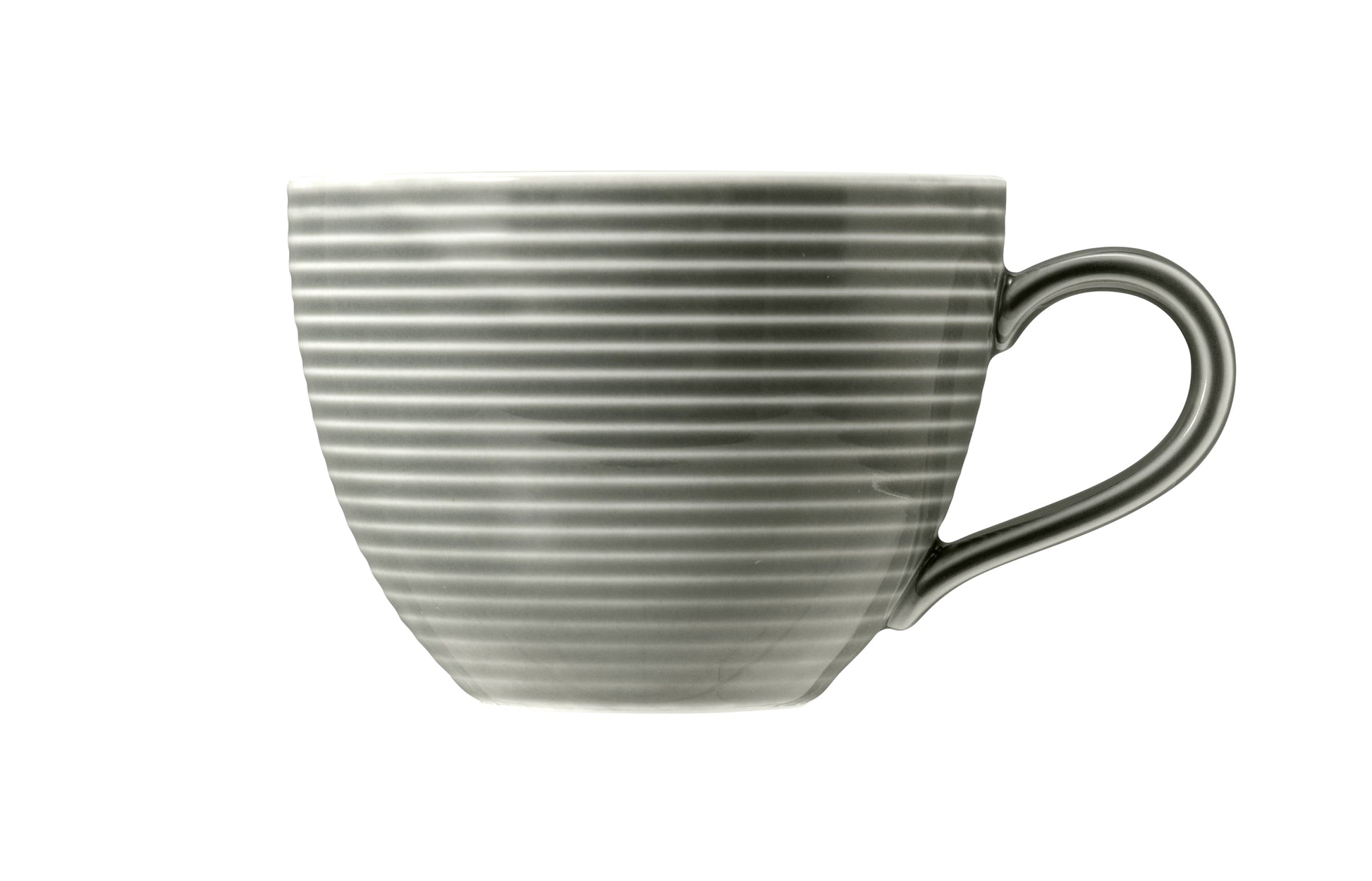 Graue Tasse mit Rillenstruktur