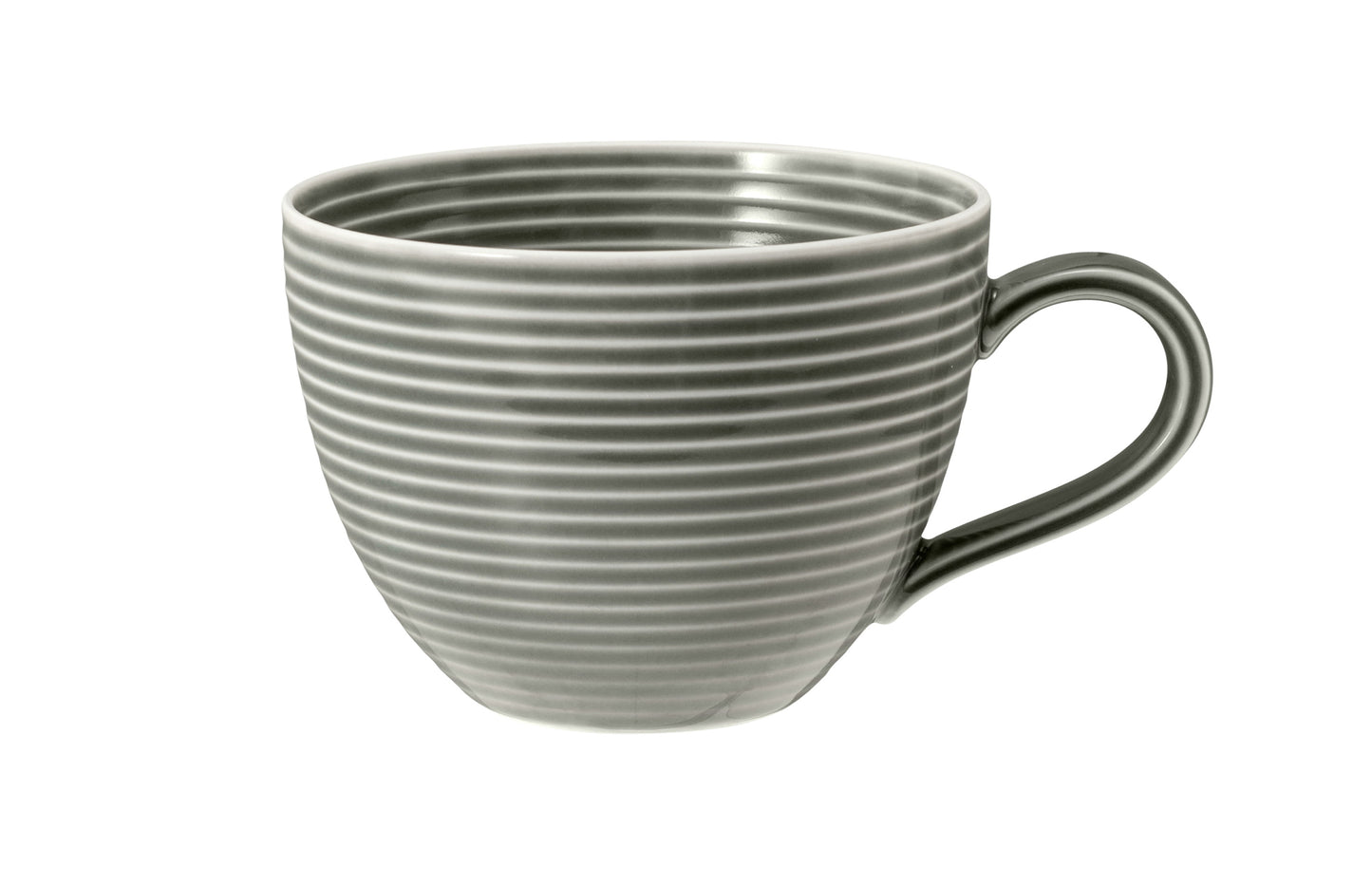 Graue Tasse mit Rillenstruktur