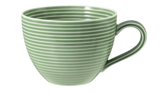 Grüne Tasse mit Rillenmuster