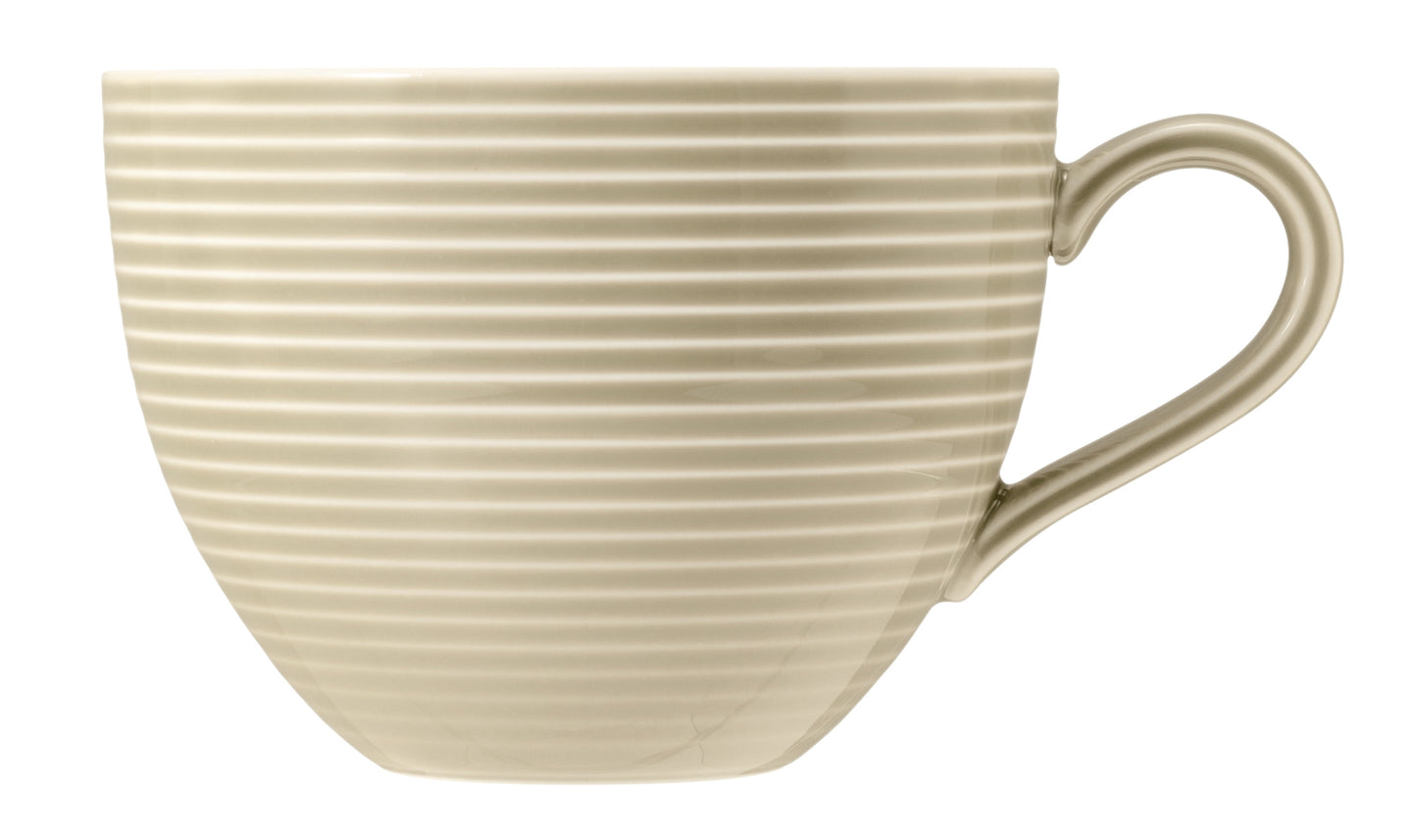 Beiger gestreifter Kaffeebecher, Keramik