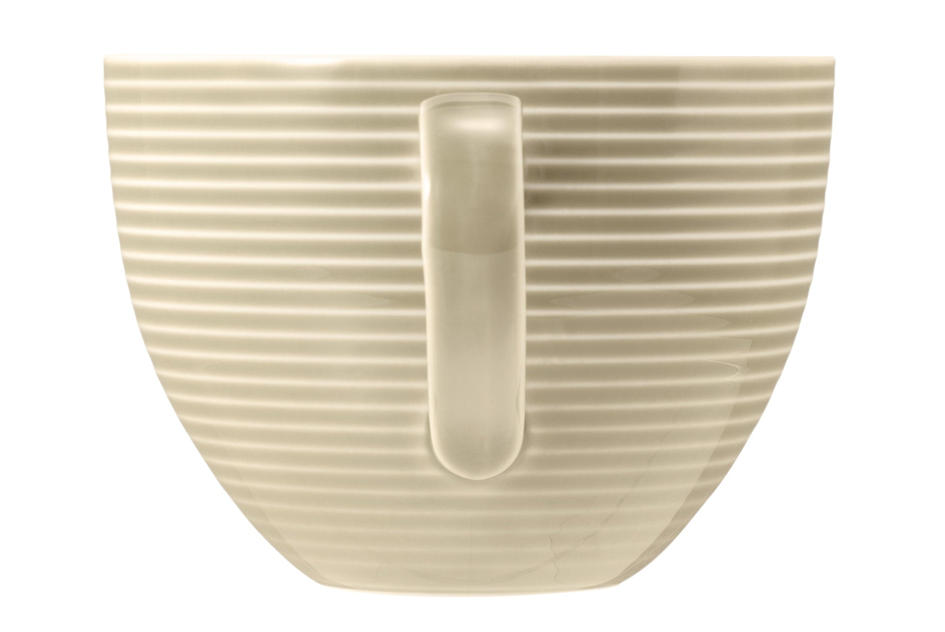 Beiger gestreifter Kaffeebecher, Keramik