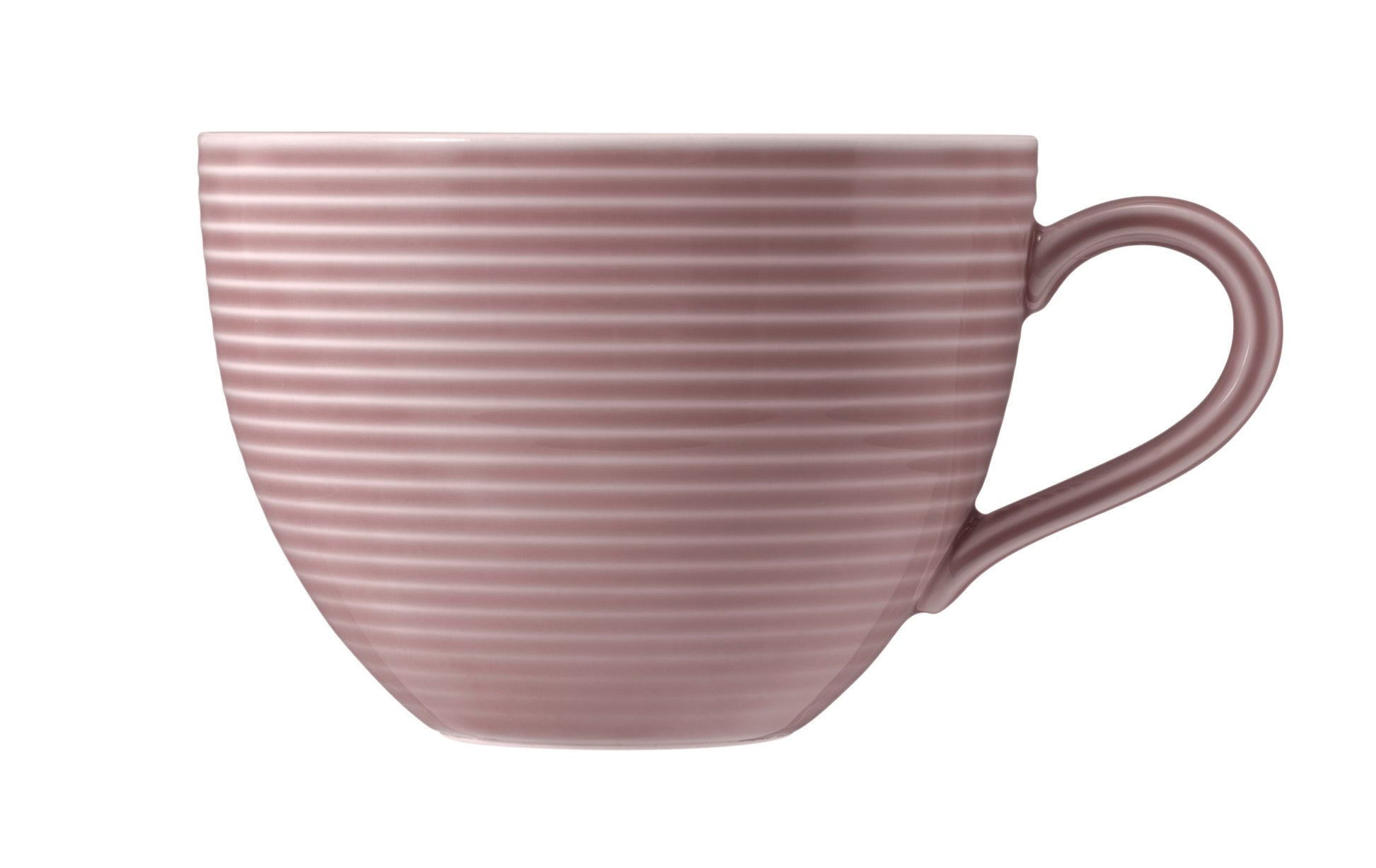 Rosa Kaffeetasse mit Rillenstruktur