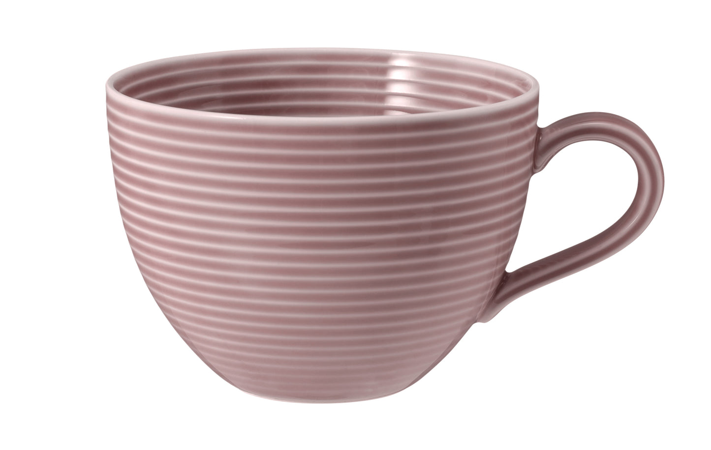 Rosa Kaffeetasse mit Rillenstruktur