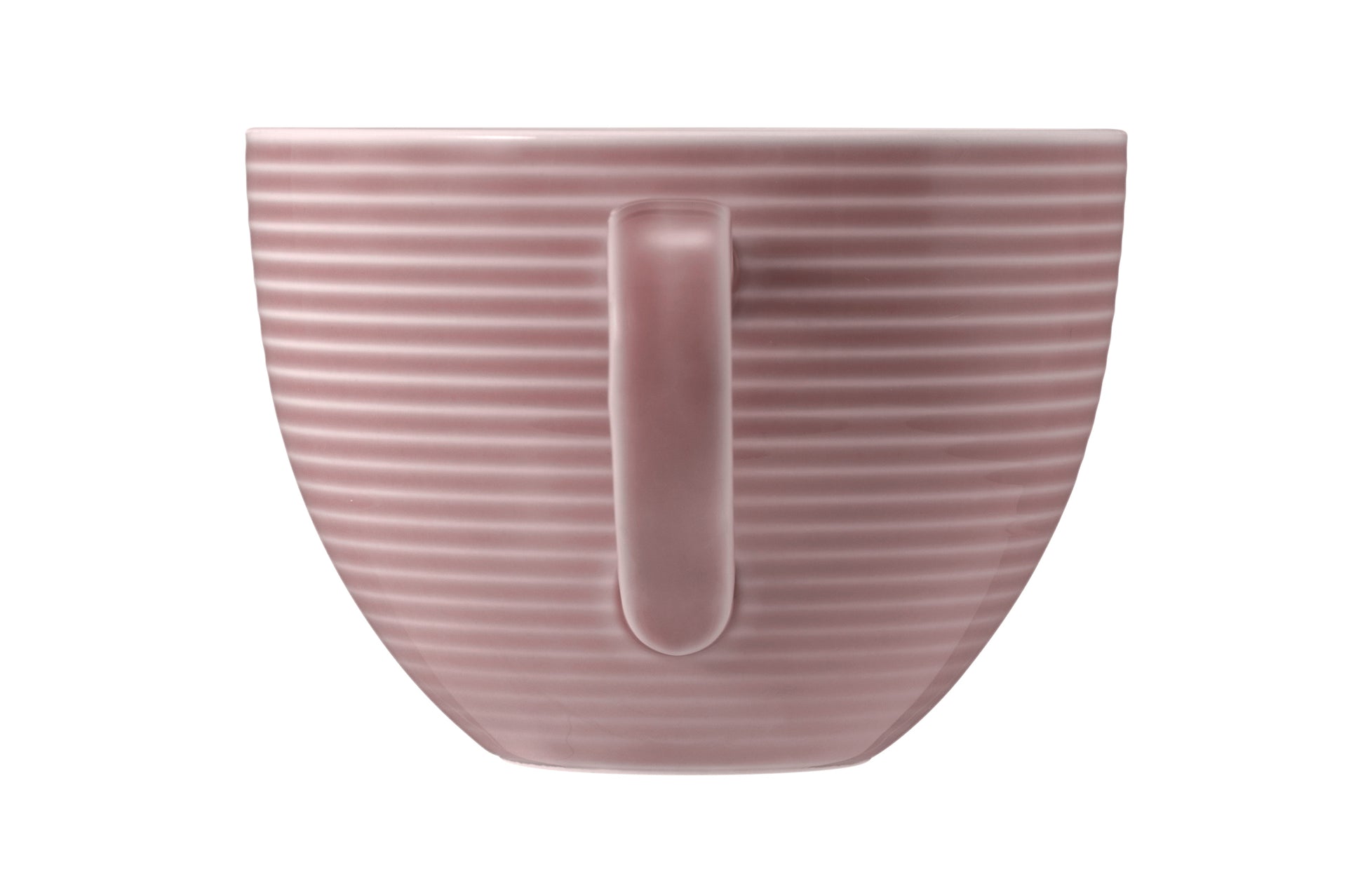 Rosa Kaffeetasse mit Rillenstruktur