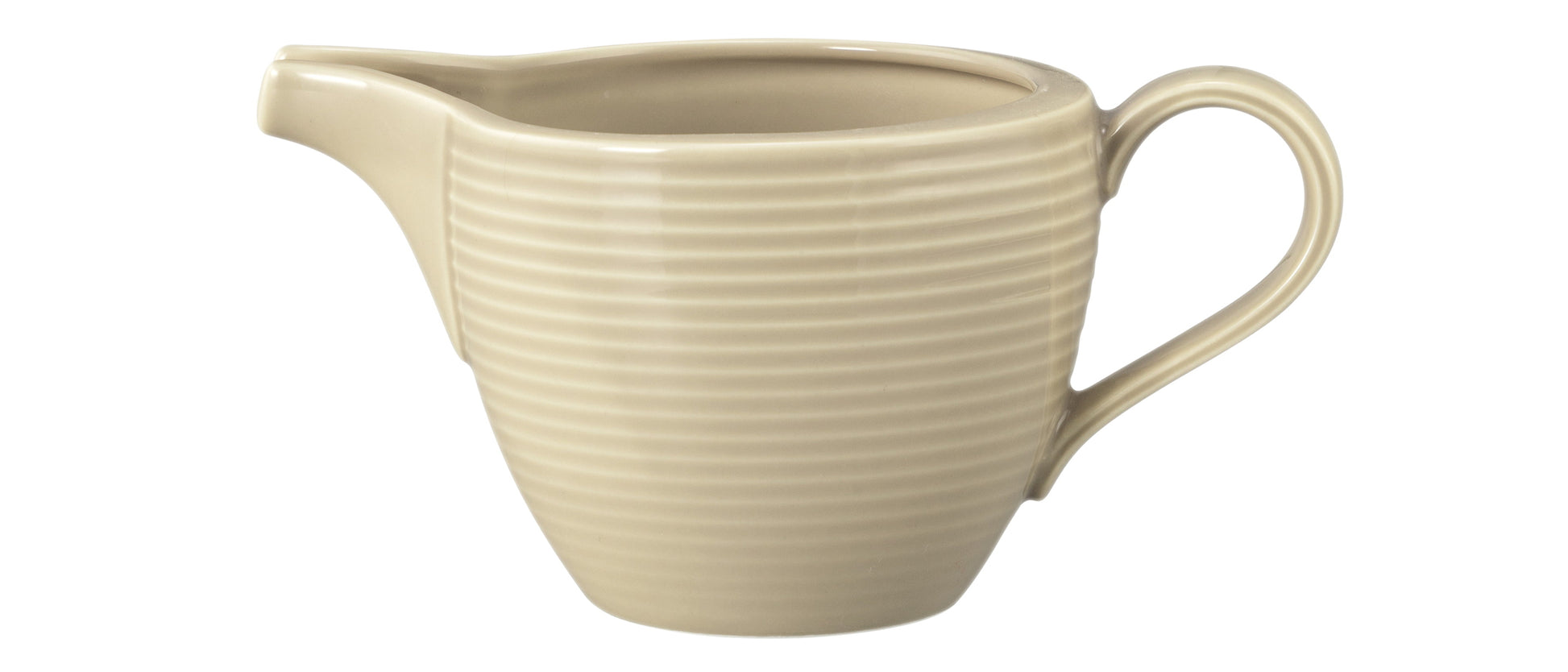 Beige Keramik Sauciere mit Henkel