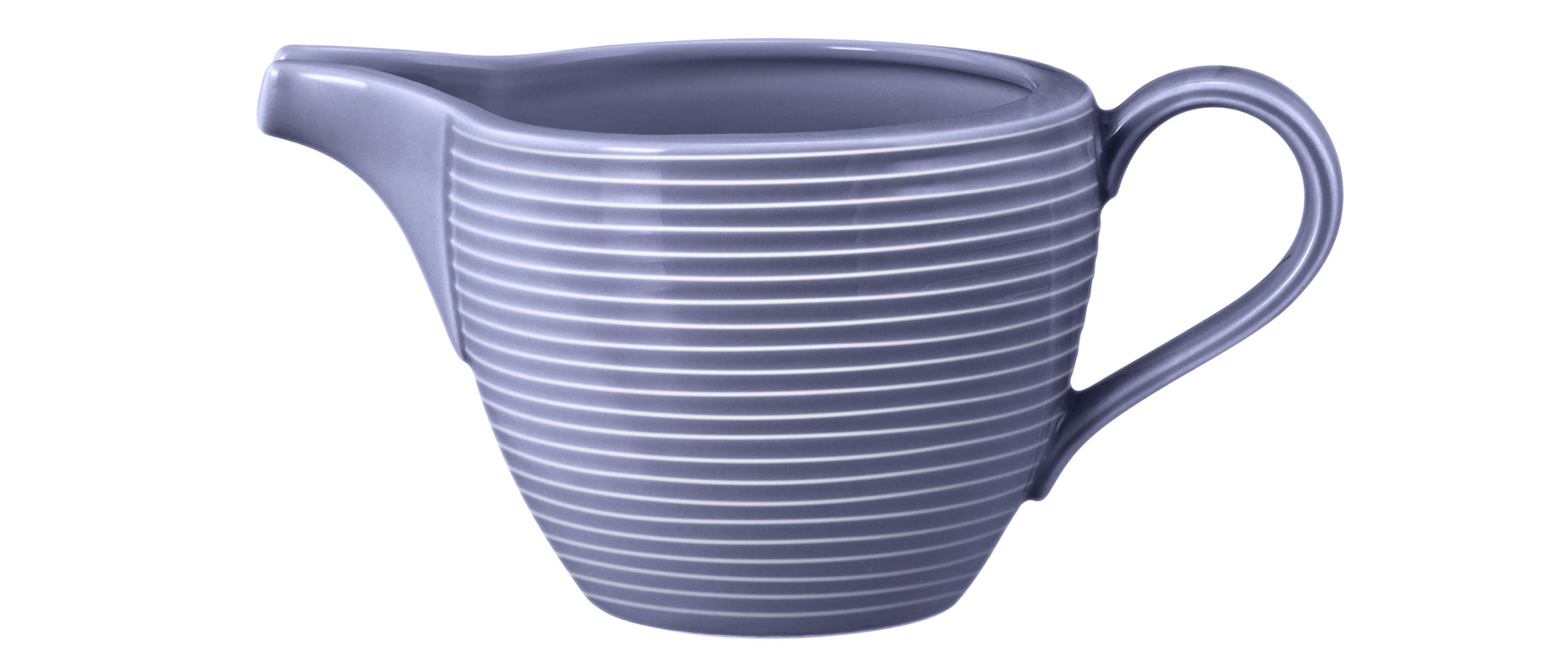 Blauer gerippter Krug mit Henkel