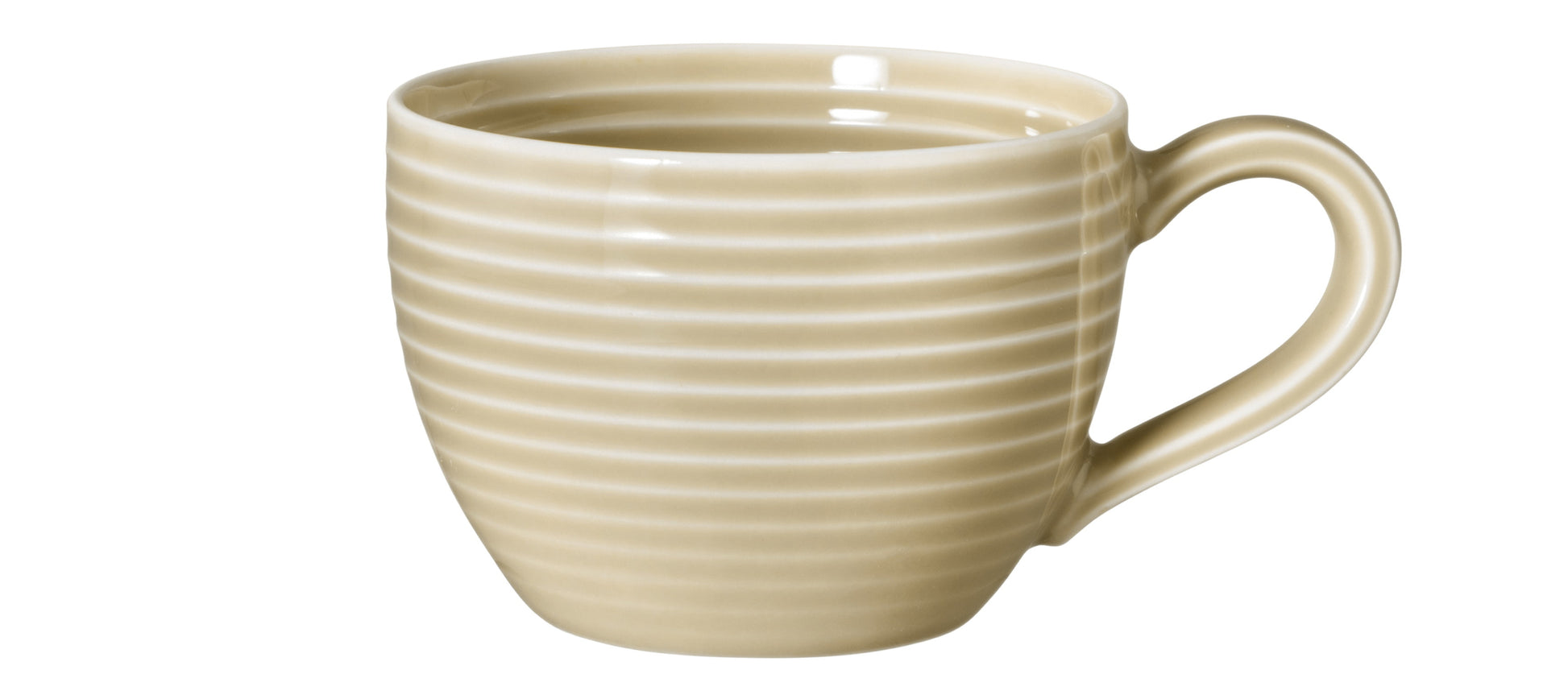 Beige Keramiktasse mit Rillen