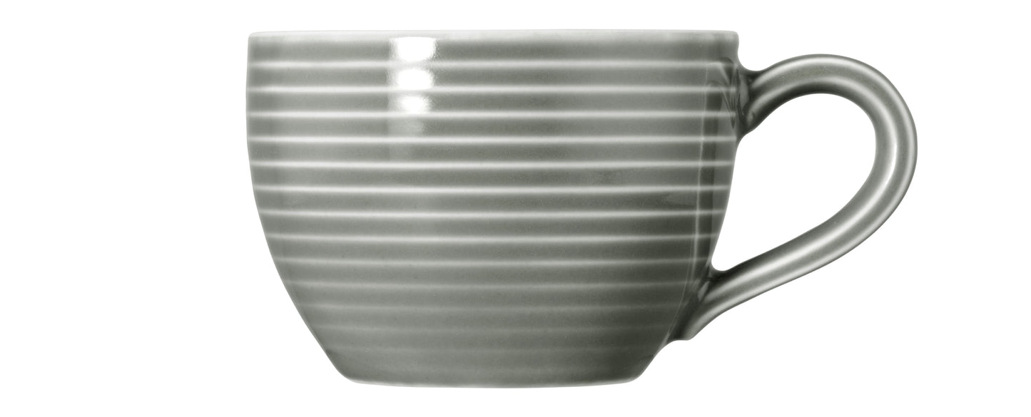 Graue Kaffeetasse mit Streifen