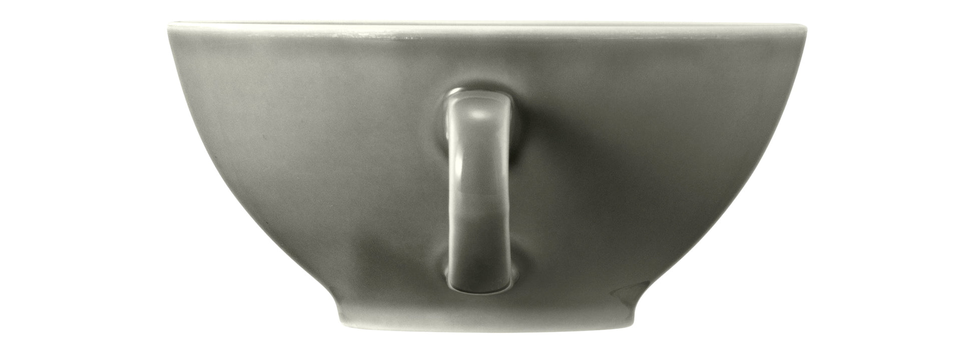 Graue Kaffeetasse auf weißem Hintergrund