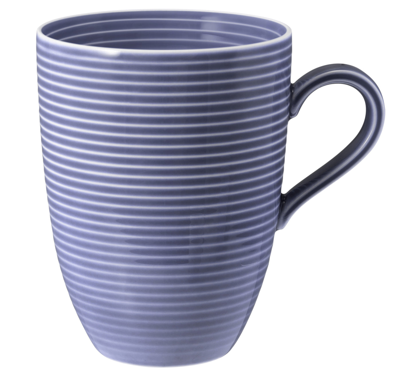 Blaue Kaffeetasse mit Rillenstruktur
