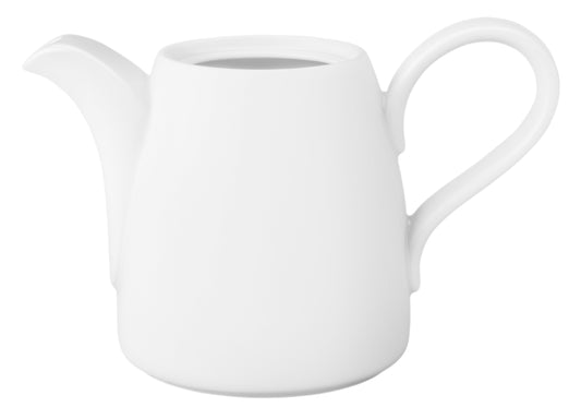 Weiße Kaffeekanne auf weißem Hintergrund