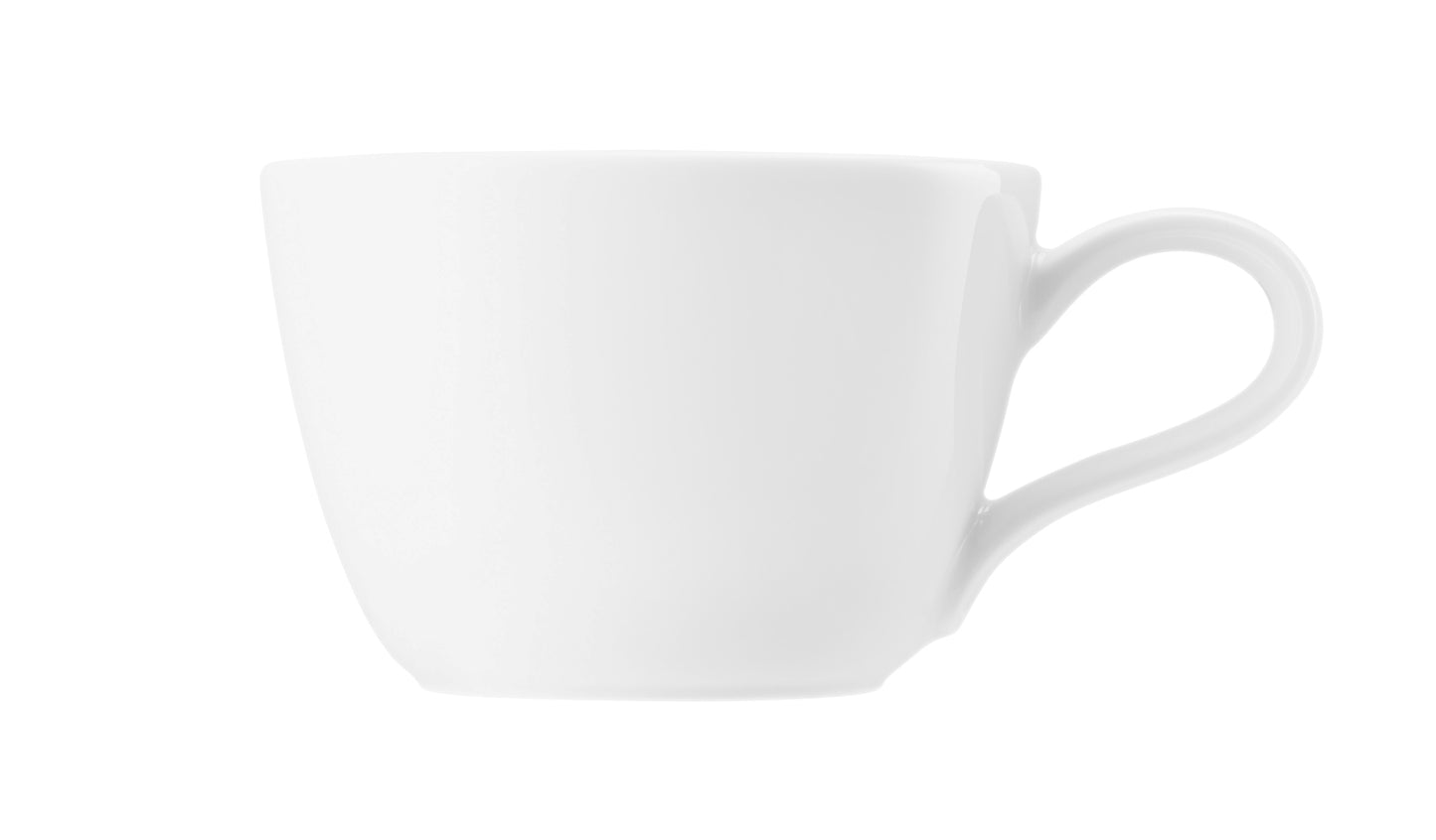 Weiße Kaffeetasse auf weißem Hintergrund