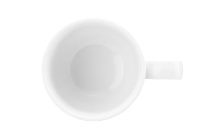 Weiße Kaffeetasse auf weißem Hintergrund