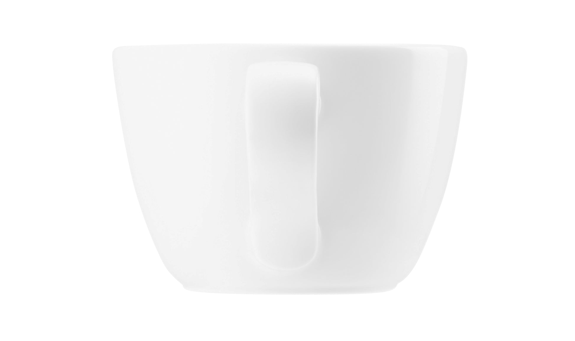 Weiße Kaffeetasse auf weißem Hintergrund