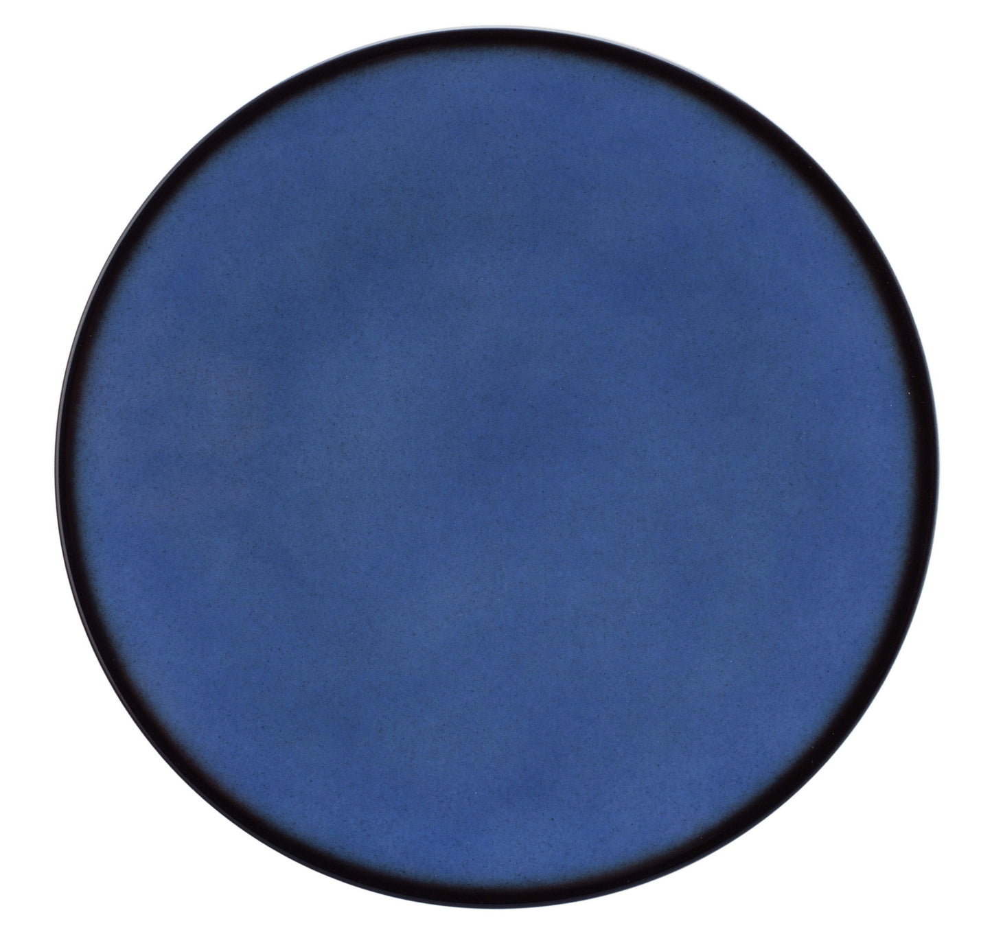 Blauer, leerer Teller von oben.