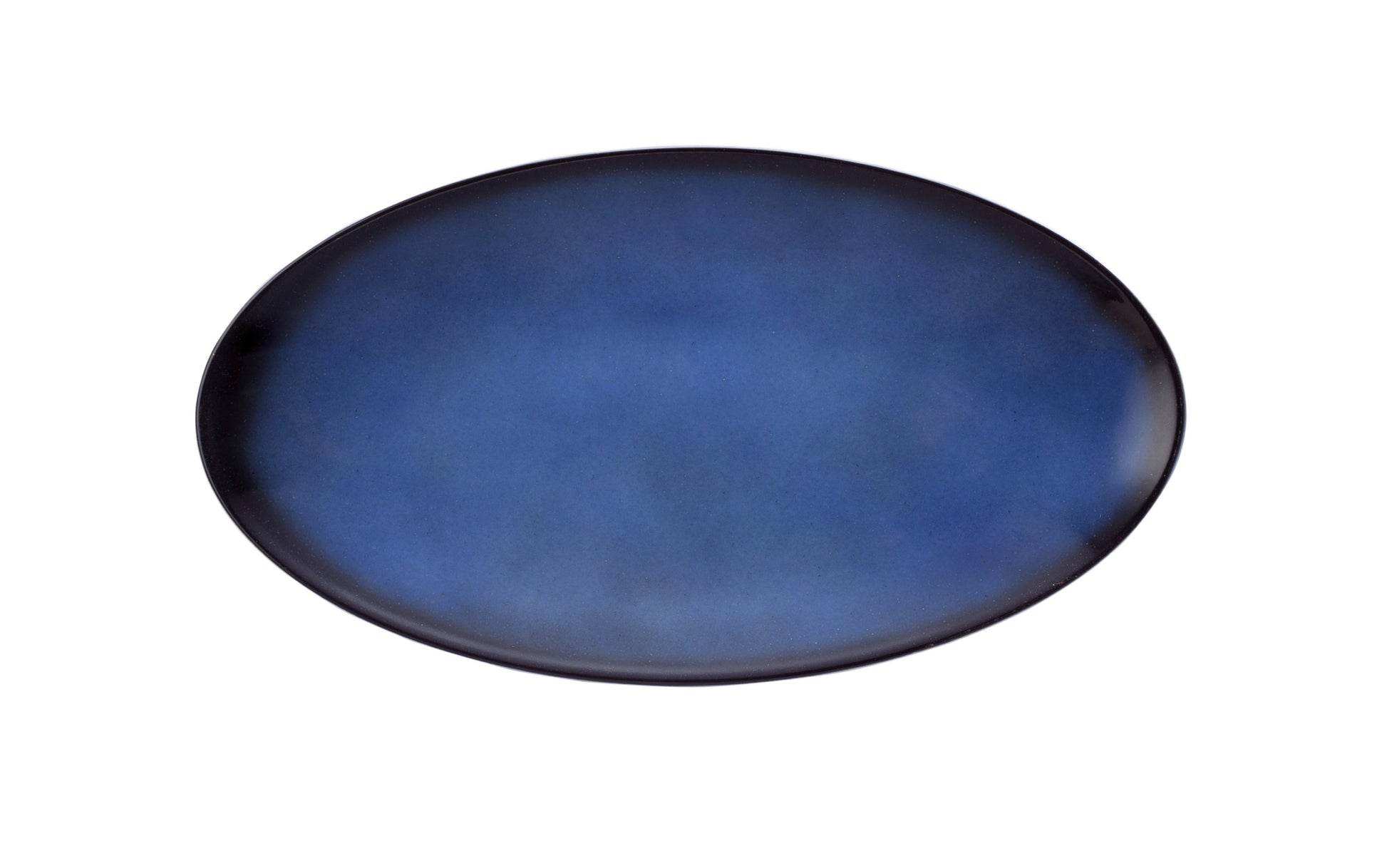 Leere blaue Servierplatte