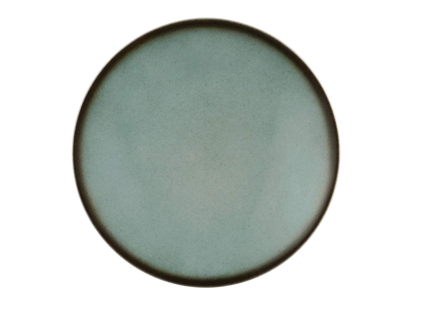 Runder grün-blauer Teller aus Keramik