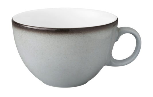 Graue Kaffeetasse mit weißem Innenraum
