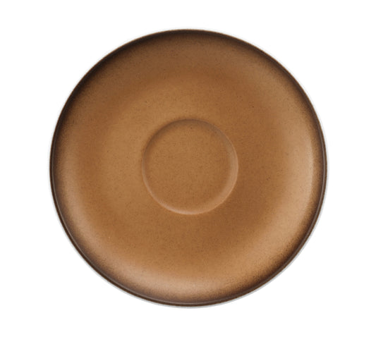 Braune Untertasse aus Keramik, leer