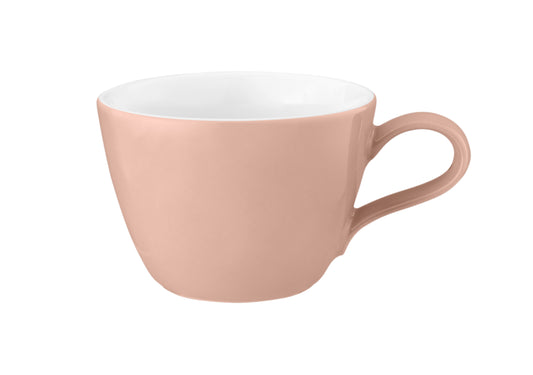 Rosa Kaffeetasse aus Porzellan.