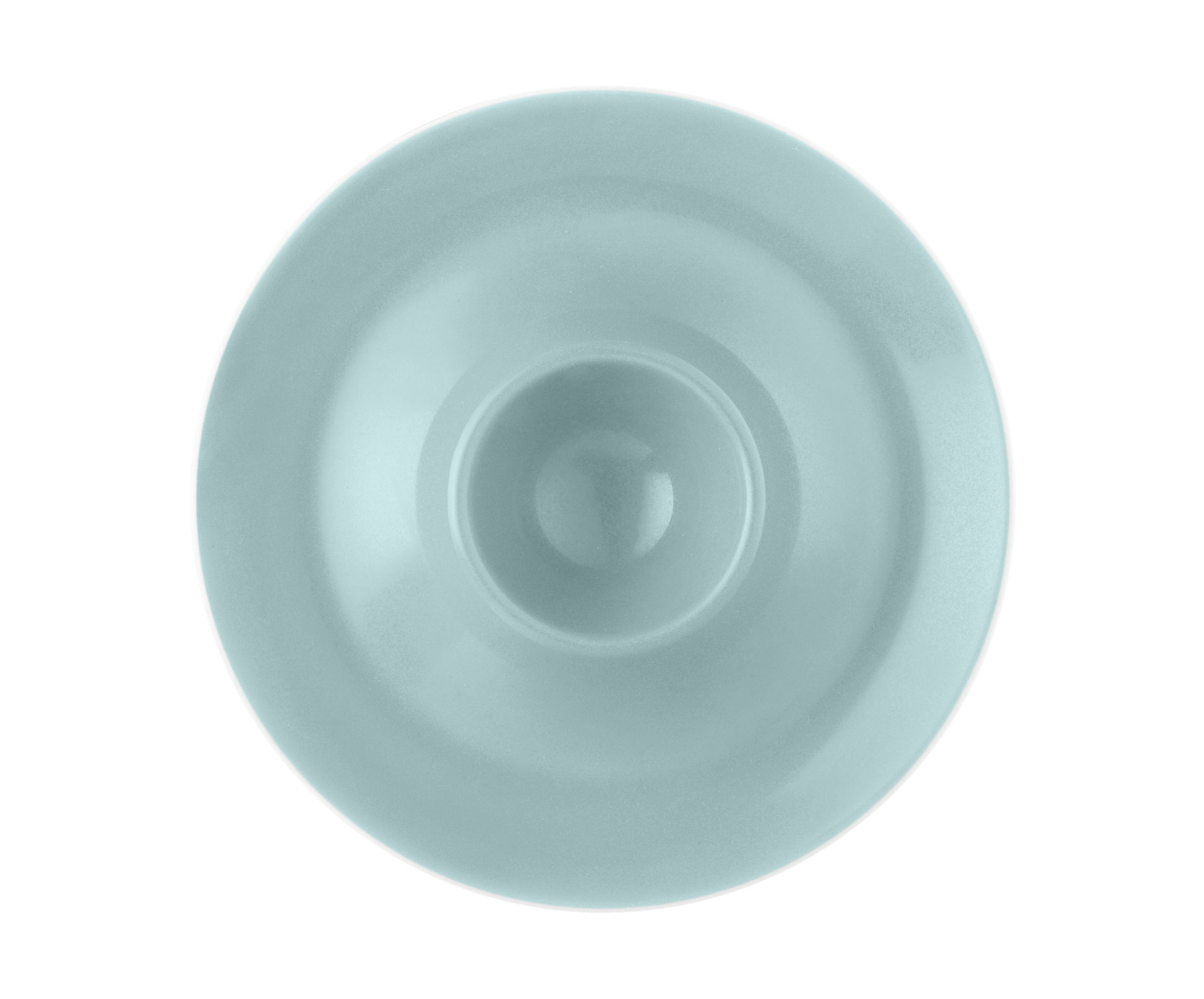 Hellblauer Eierbecher aus Porzellan.