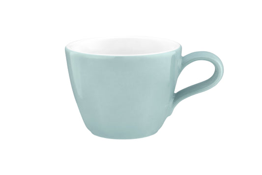 Blaue Kaffeetasse auf weißem Hintergrund