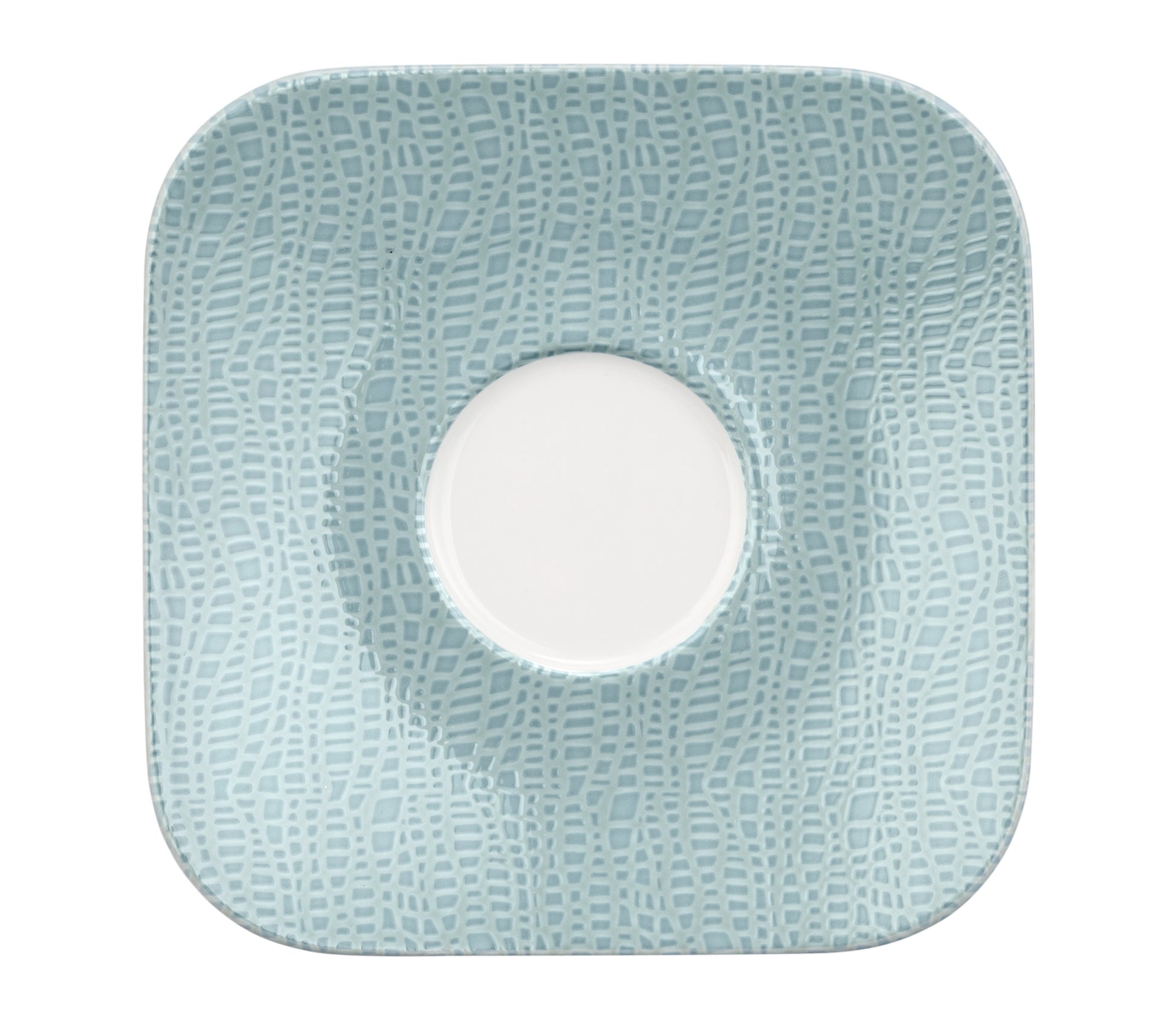 Blaue quadratische Servierplatte mit Muster
