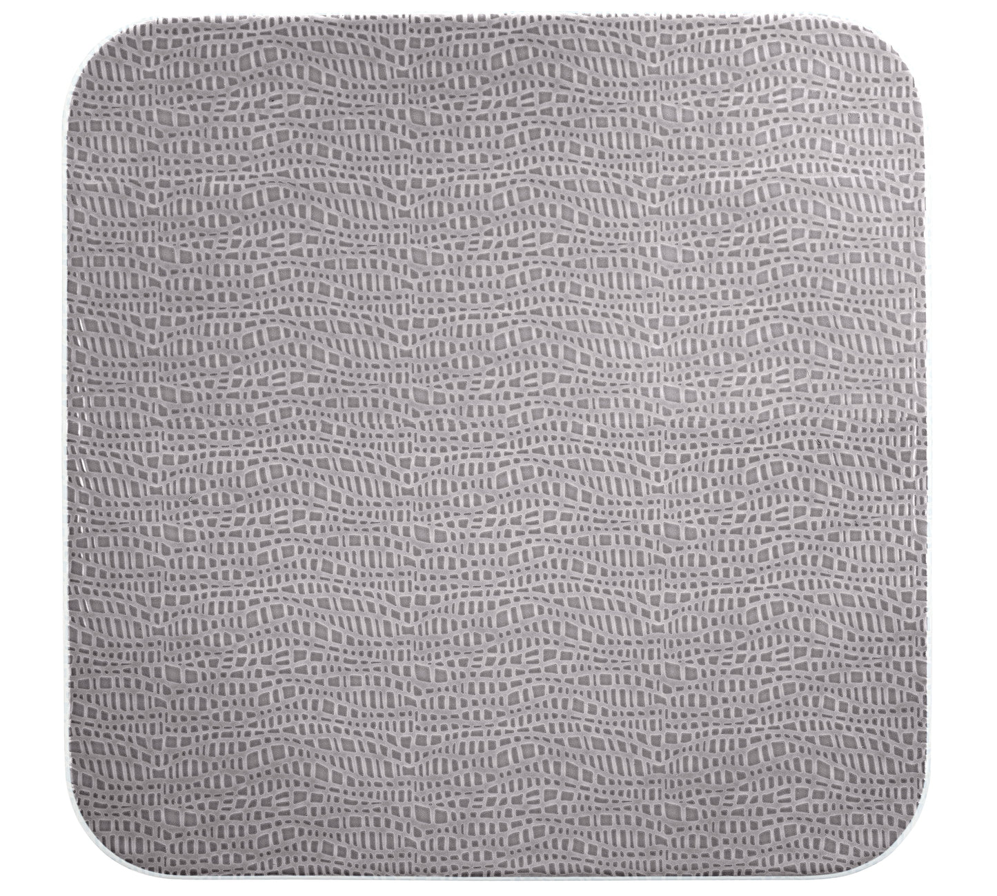 Graues Tablett mit Muster.