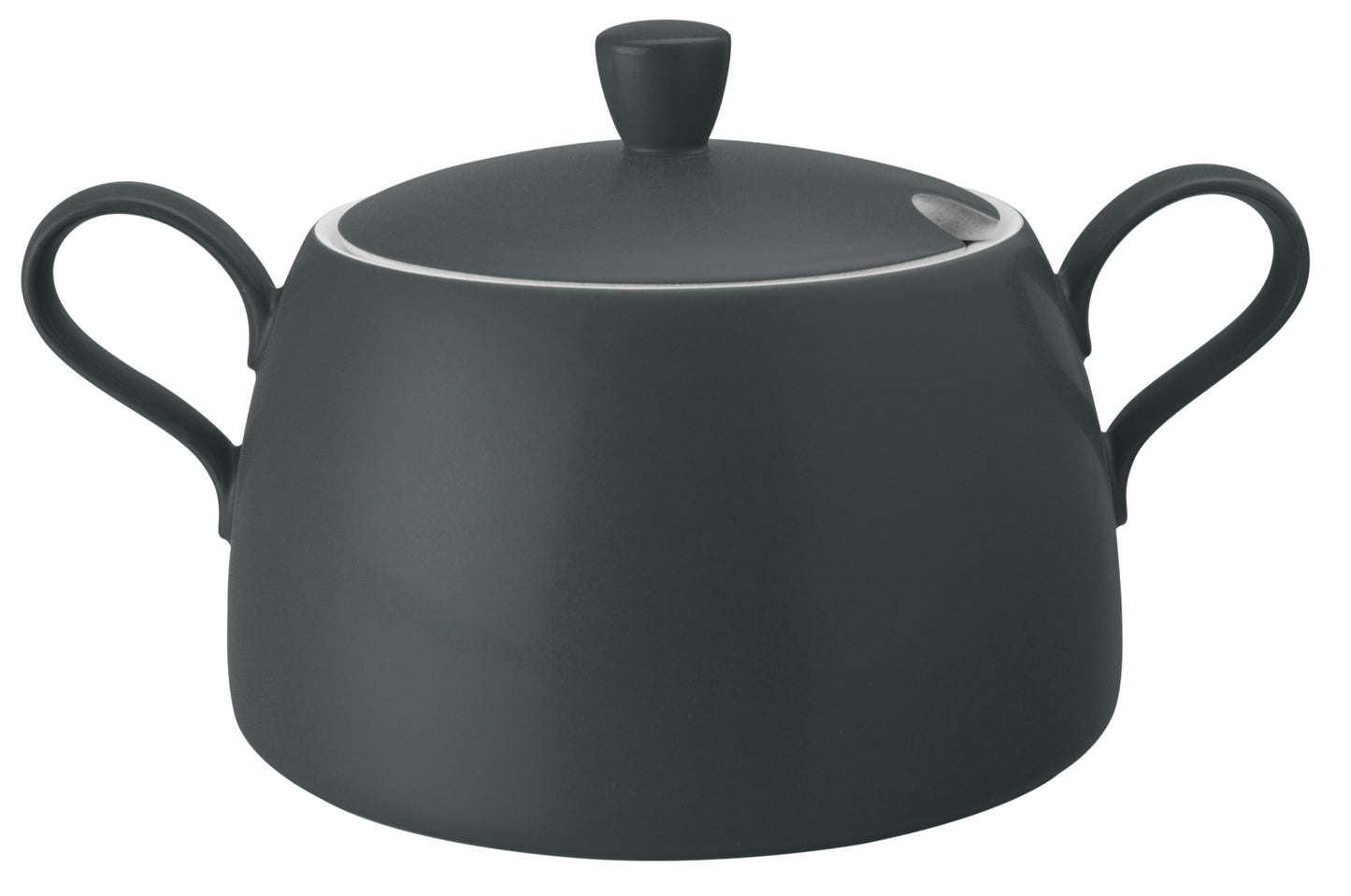 Schwarze Teekanne mit Deckel