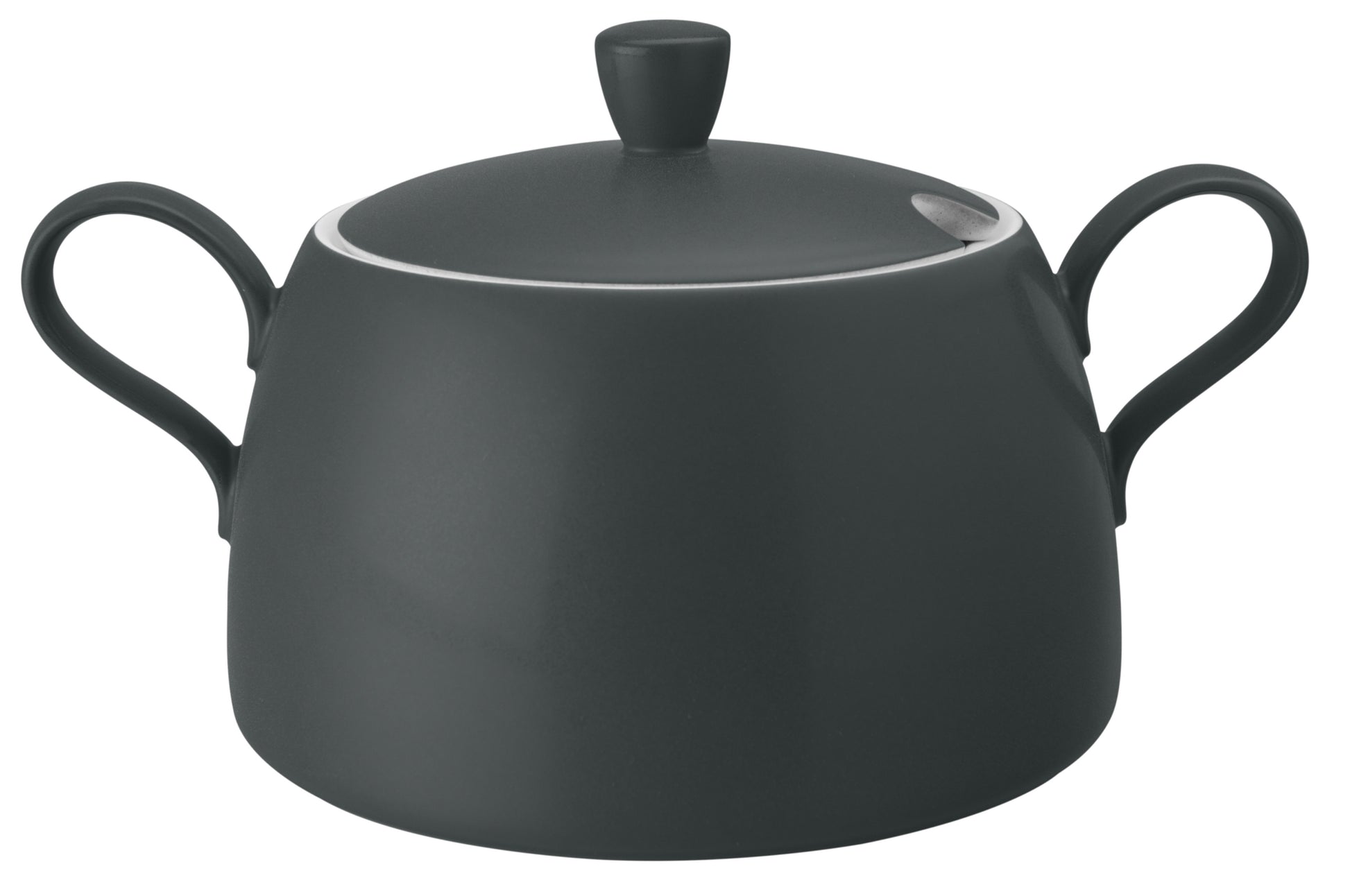 Schwarze Teekanne mit Deckel