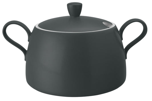 Schwarze Teekanne mit Deckel