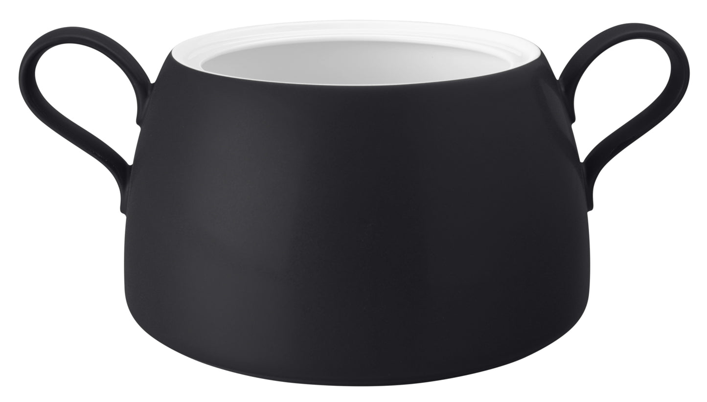 Schwarze Kaffeetasse mit Griffen