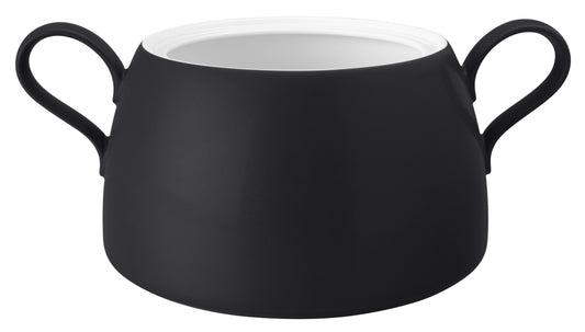 Schwarze Kaffeetasse mit Griffen