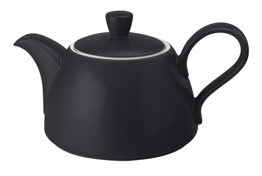 Schwarze Teekanne auf weißem Hintergrund