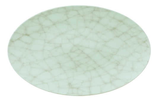 Marmorierte Servierplatte, oval, weiß