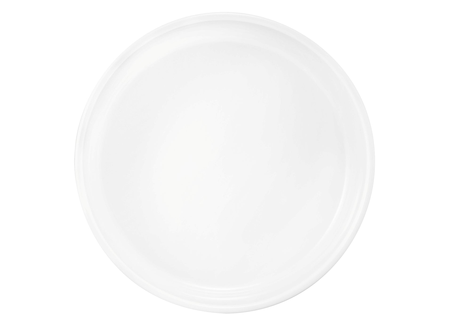 Weiße Porzellanschale, schlicht, leer.